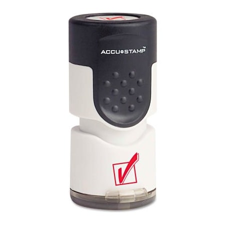 Cosco ACCUSTAMP Pre-Inked Round Stamp with Microban, Check Mark, 5/8" dia, Red 35658